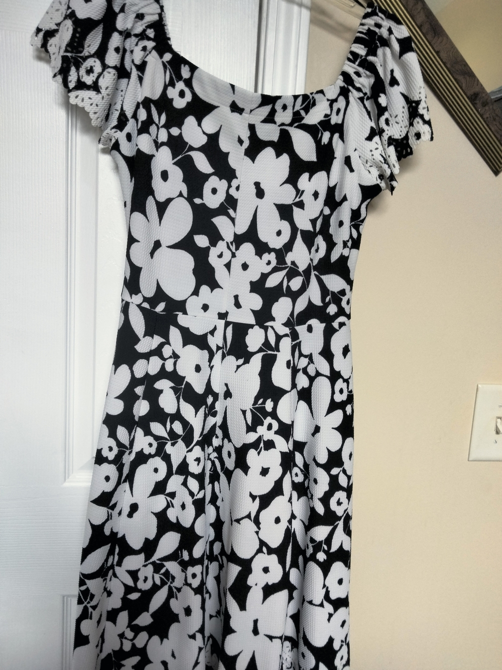 Signature Black and White Floral Off-Shoulder Girls Dress